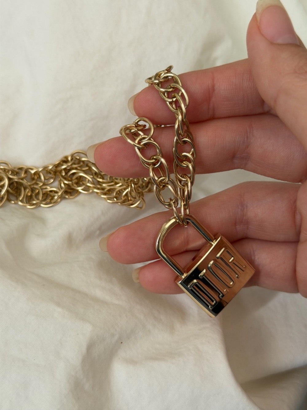 Dior Gold-tone Padlock Logo Necklace - Picture 10 of 15